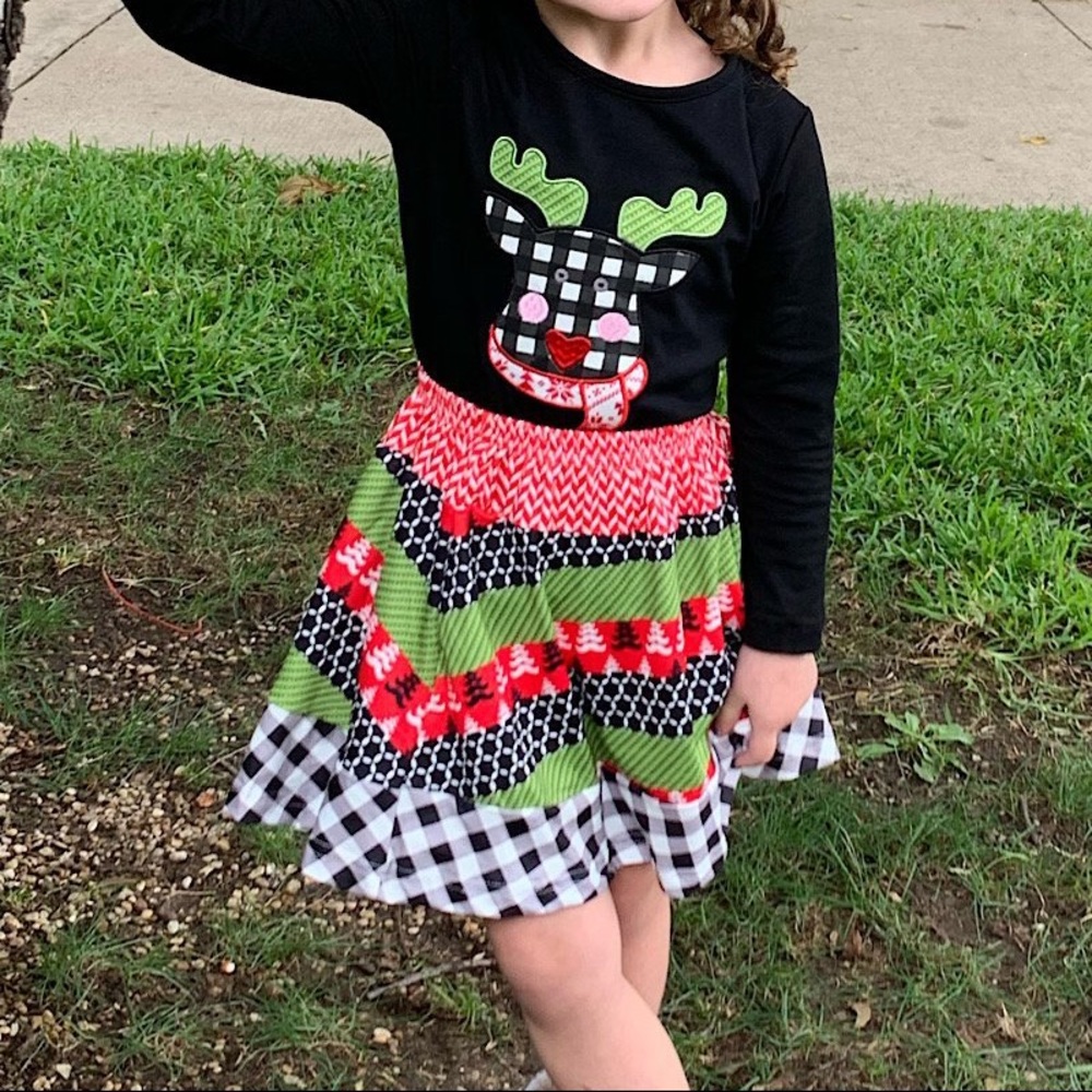 Rudolf applique top and multi printed skirt outfit